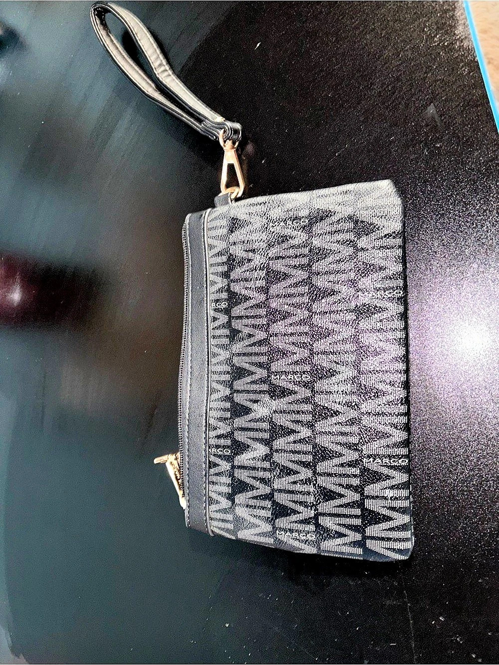 M Marco Geometric Wristlet in Black & Gray